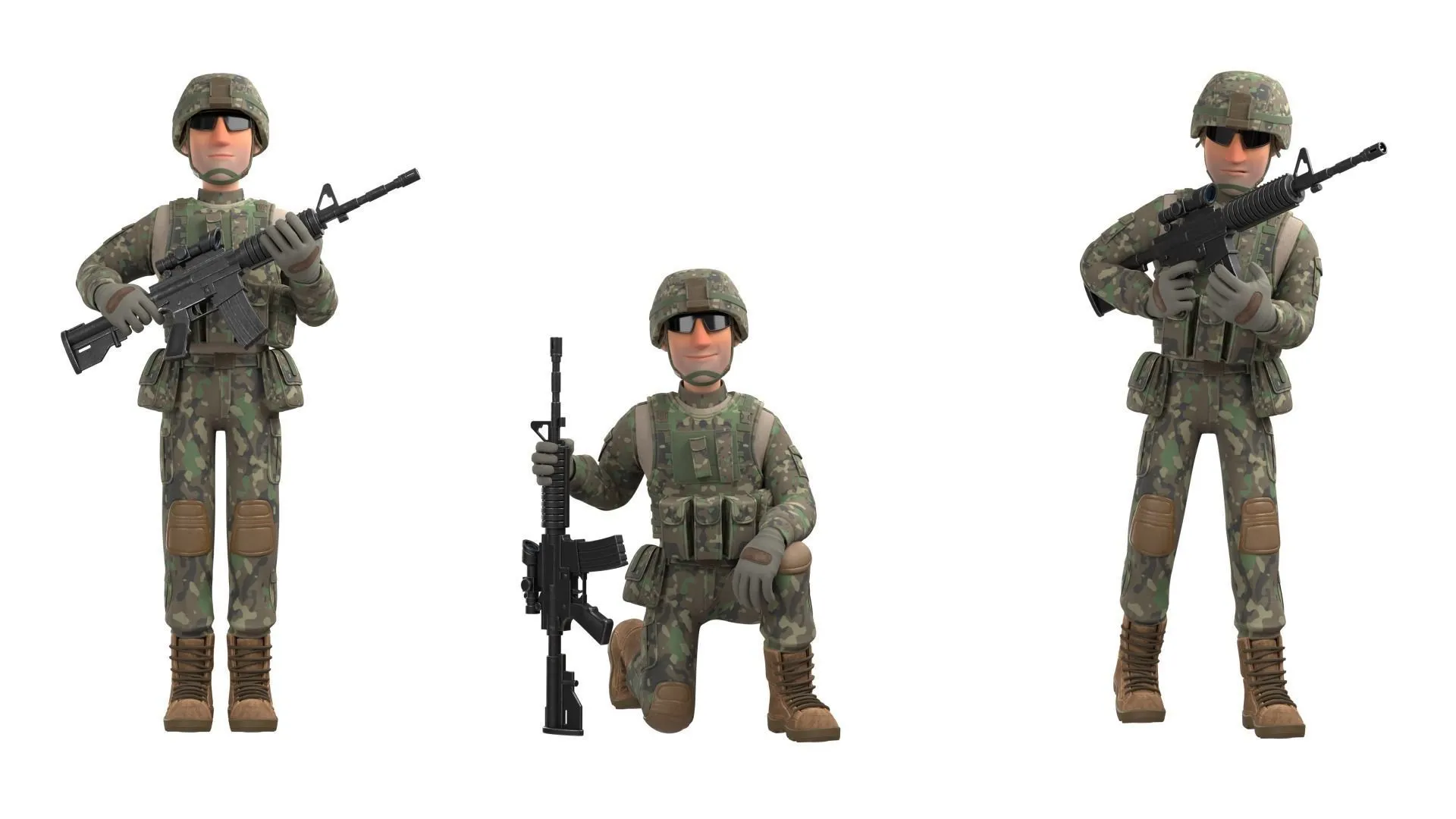 Cartoon Soldier Male Army Character 3D animation showcase